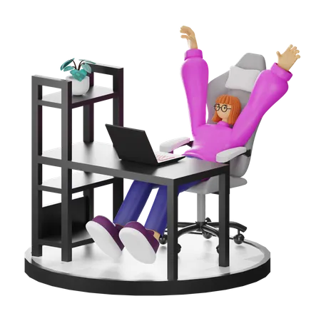 Femme se relaxant après le travail  3D Illustration