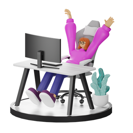 Femme se relaxant après le travail  3D Illustration