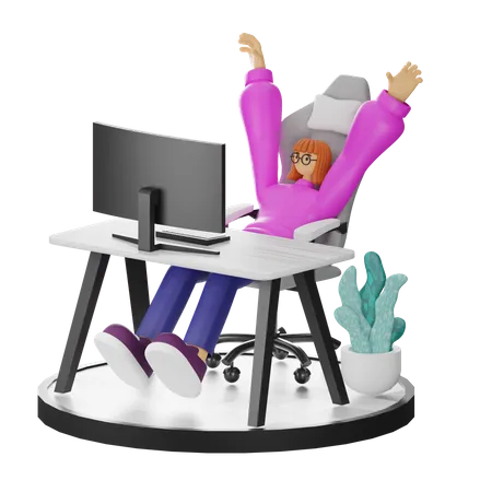 Femme se relaxant après le travail  3D Illustration