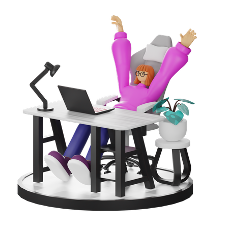 Femme se relaxant après le travail  3D Illustration