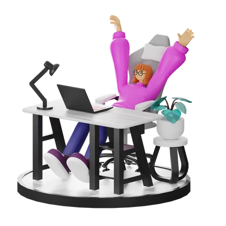 Femme se relaxant après le travail  3D Illustration