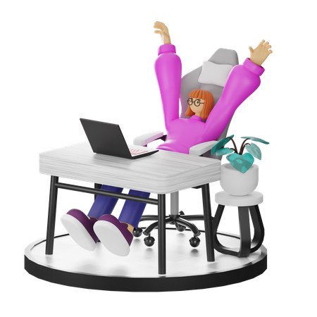 Femme se relaxant après le travail  3D Illustration