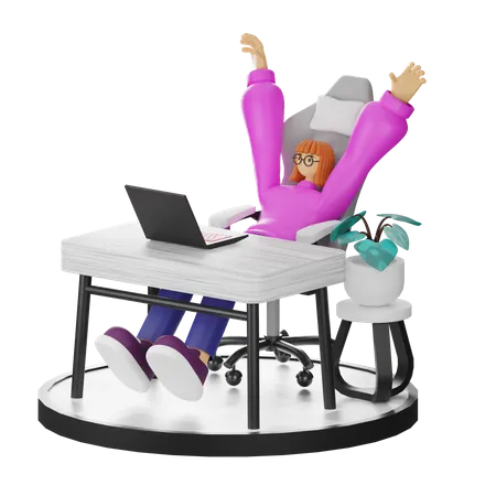 Femme se relaxant après le travail  3D Illustration