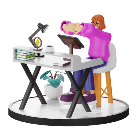 Femme se relaxant après le travail  3D Illustration