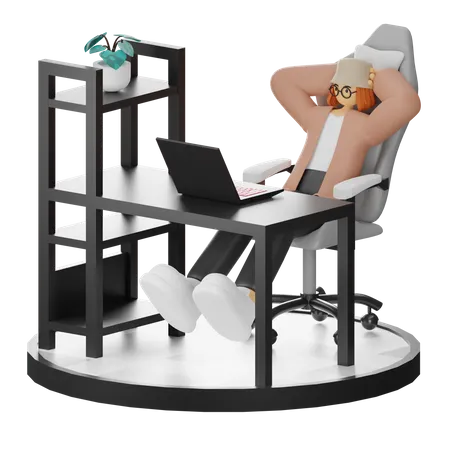 Femme se relaxant après le travail  3D Illustration