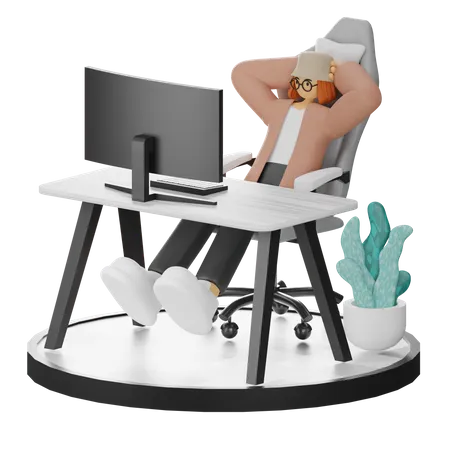 Femme se relaxant après le travail  3D Illustration