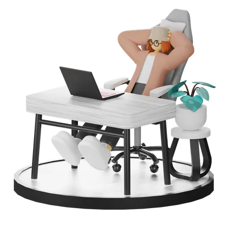 Femme se relaxant après le travail  3D Illustration