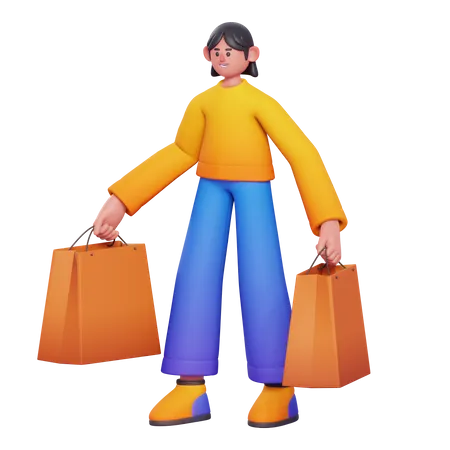 Femme faisant du shopping  3D Illustration