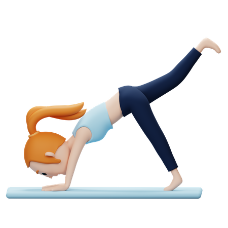 Femme faisant une pose de yoga à trois jambes vers le bas  3D Illustration