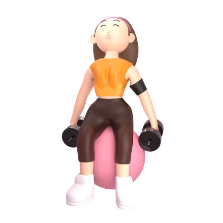 Femme faisant de l'exercice avec des haltères  3D Illustration