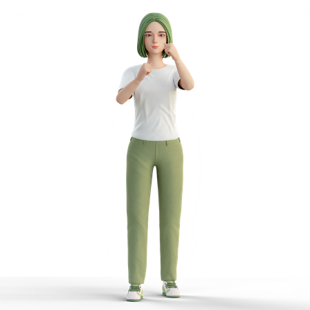 Femme faisant un geste de combat  3D Illustration