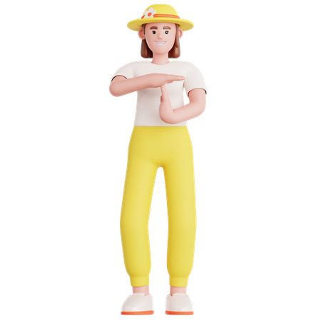 Femme faisant un geste de pause  3D Icon