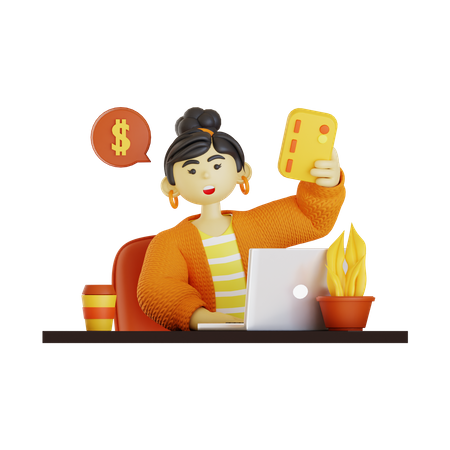 Femme effectuant un paiement en ligne  3D Illustration