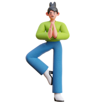 Femme faisant une pose de yoga  3D Icon