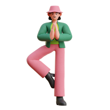 Femme faisant une pose de yoga  3D Icon