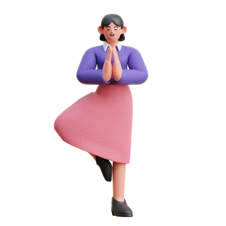 Femme faisant une pose de yoga  3D Icon