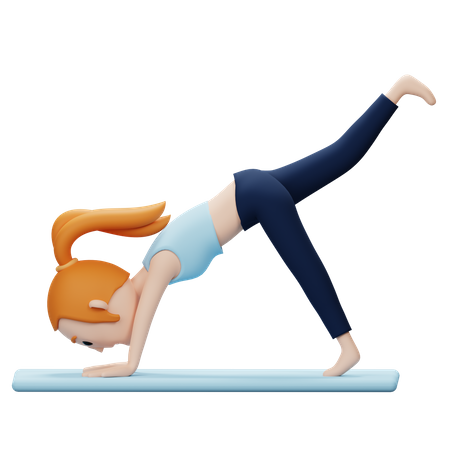 Femme faisant une pose de yoga à trois jambes vers le bas  3D Icon