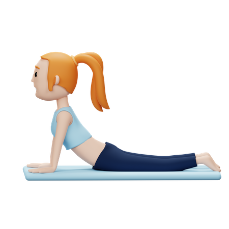 Femme faisant une pose de yoga de chien vers le haut  3D Icon