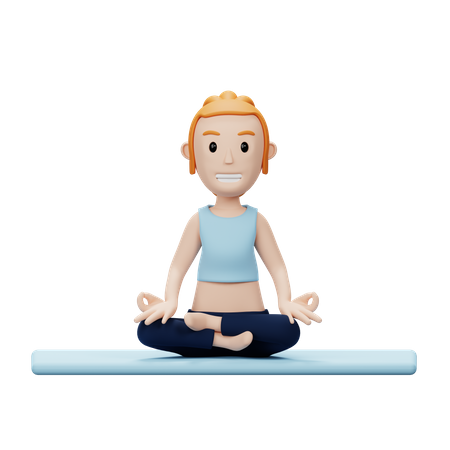 Femme faisant une pose de yoga de méditation  3D Icon