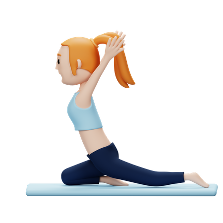 Femme faisant une pose de yoga pigeon  3D Icon