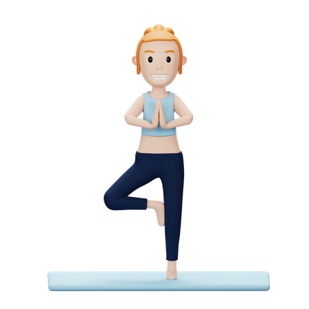 Femme faisant une pose de yoga sur l'arbre  3D Icon