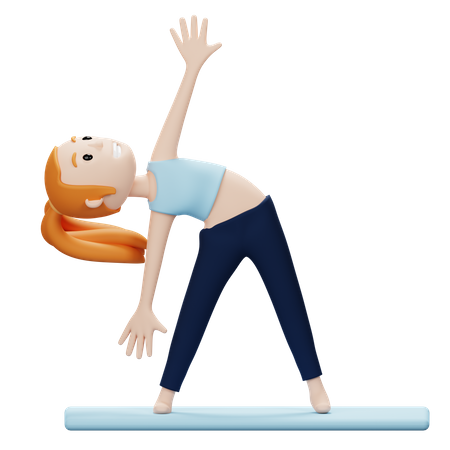 Femme faisant une pose de yoga triangulaire  3D Icon