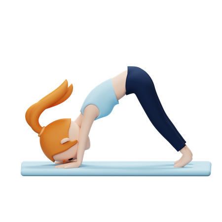 Femme faisant une pose de yoga vers le bas  3D Icon