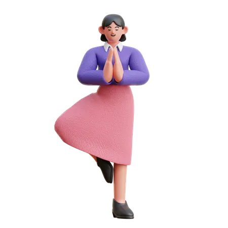 Femme faisant une pose de yoga  3D Illustration
