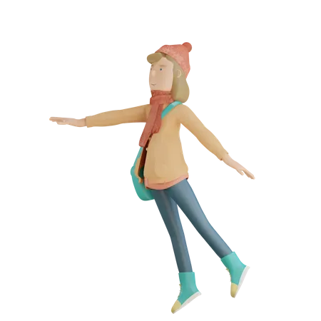 Femme flottant dans les airs  3D Illustration