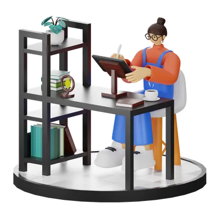 Graphiste féminine  3D Illustration