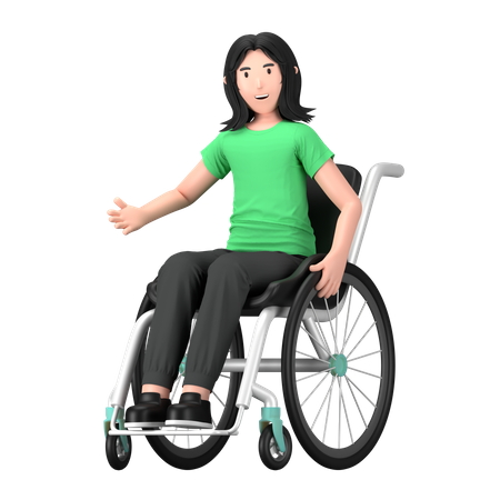 Désactiver la femme assise sur un fauteuil roulant  3D Icon