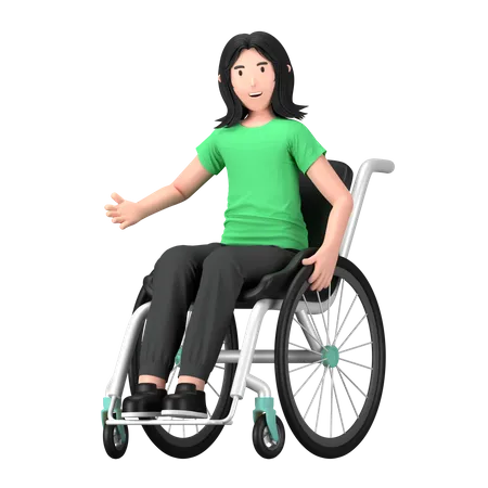 Désactiver la femme assise sur un fauteuil roulant  3D Icon