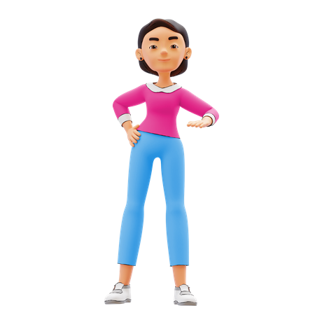 Femme heureuse, debout  3D Icon