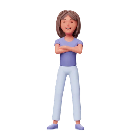 Femme heureuse, debout  3D Illustration