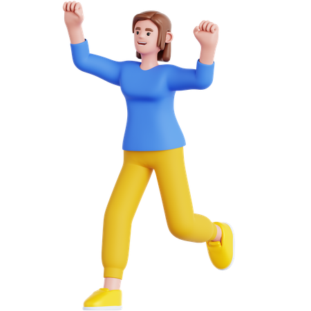 Femme heureuse qui court  3D Illustration