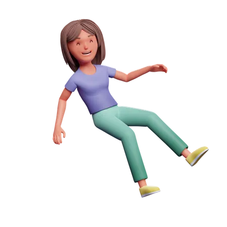 Femme heureuse flottant dans l'air  3D Illustration