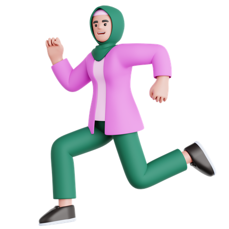 Femme heureuse, sauter  3D Illustration