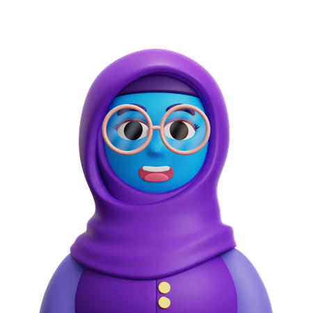 Femme Hijab avec des lunettes  3D Icon