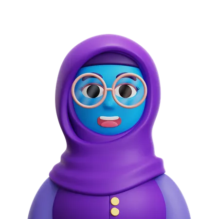 Femme Hijab avec des lunettes  3D Icon