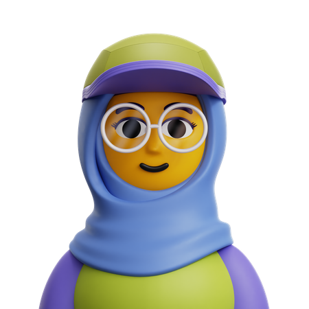 Femme Hijab avec des lunettes  3D Icon