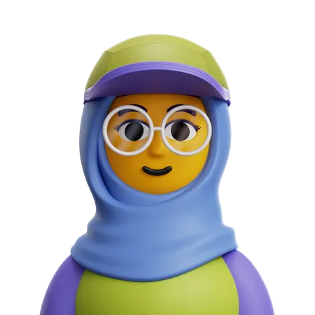 Femme Hijab avec des lunettes  3D Icon