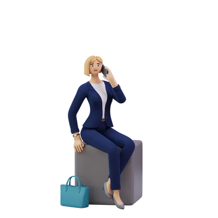Femme d'affaires parlant sur appel  3D Illustration