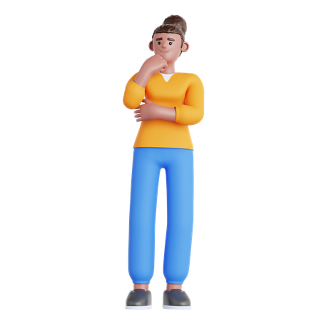 Femme inquiète  3D Illustration