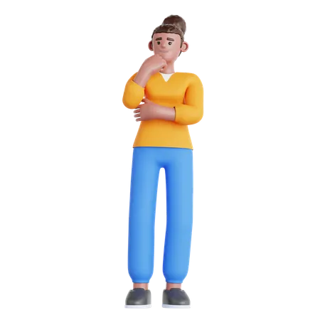 Femme inquiète  3D Illustration