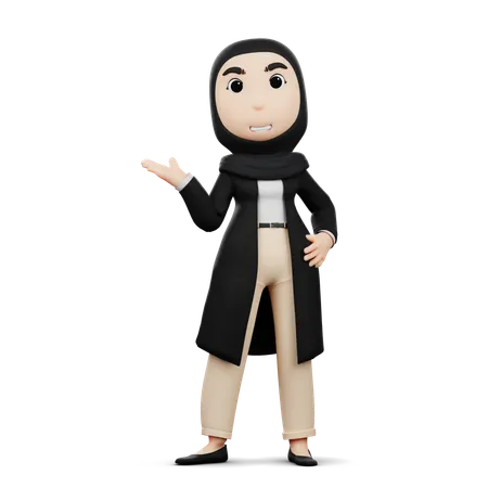 Une femme islamique salue l’Aïd  3D Illustration