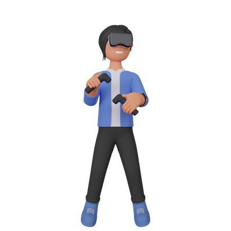 Femme jouant à un jeu vr  3D Icon