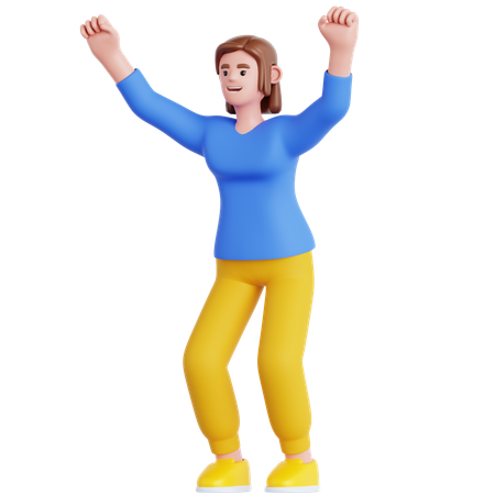 Femme joyeuse fête  3D Illustration