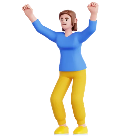 Femme joyeuse fête  3D Illustration