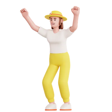 Femme joyeuse fête  3D Illustration