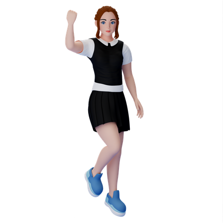 Femme levant la main  3D Illustration